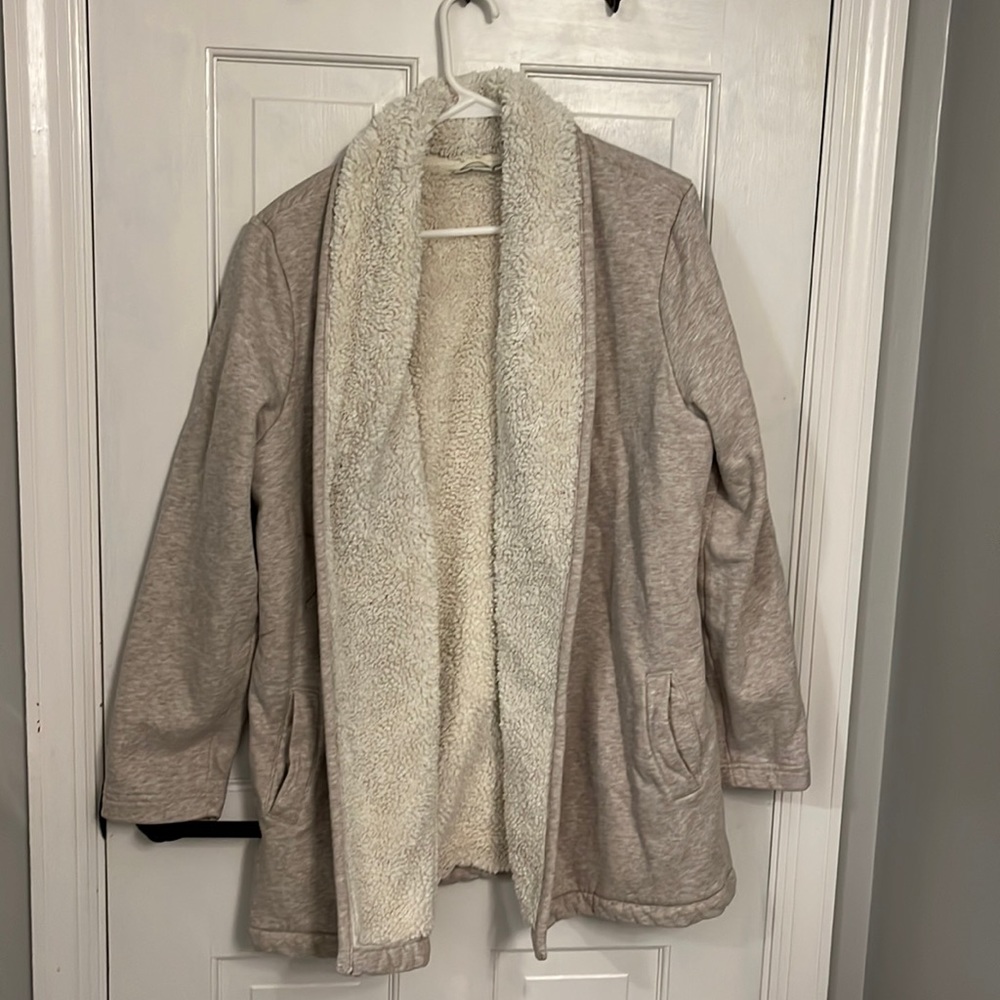 L.L. Bean Women's Sherpa-Lined Cozy Cardigan - Large